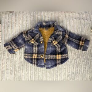 Carter's Navy Blue and Cream Plaid Sherpa-Lined Jacket